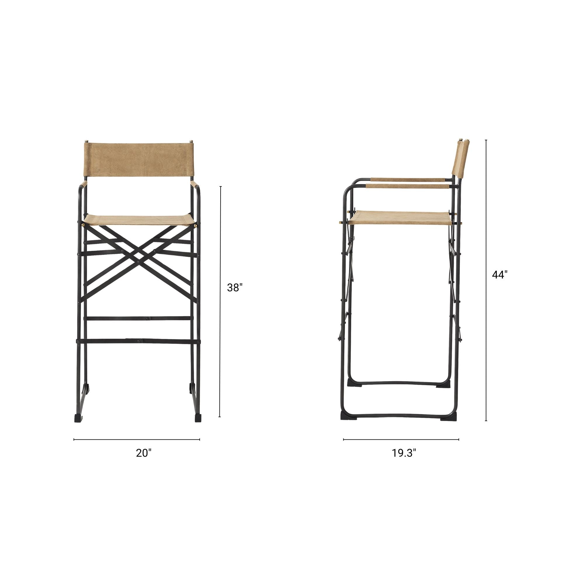 Direttore Leather Seat Bar Counter Stool Brown Leather | Black Iron | Bar - bar-stools