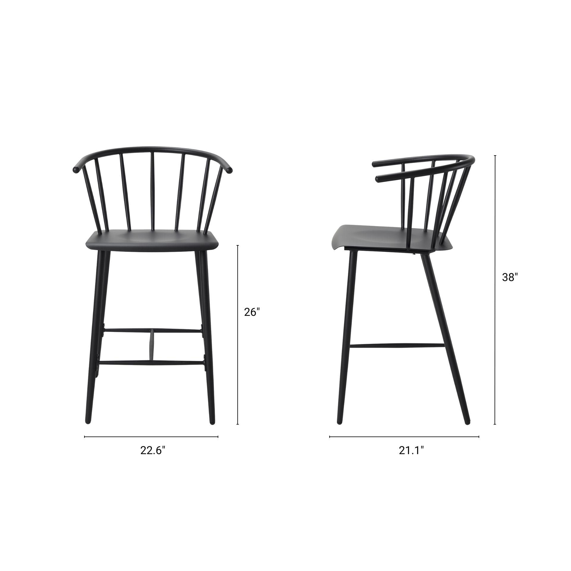 Colin Metal Seat Bar Counter Stool Black Metal | Counter - bar-stools