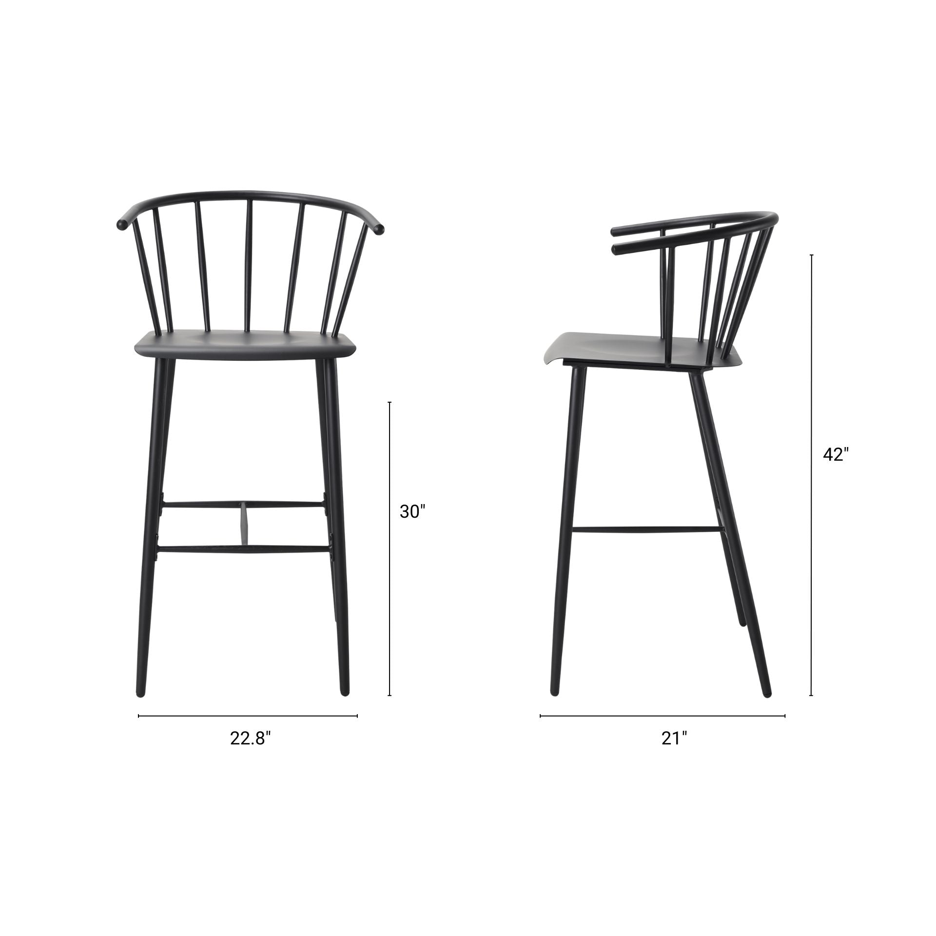 Colin Metal Seat Bar Counter Stool Black Metal | Bar - bar-stools