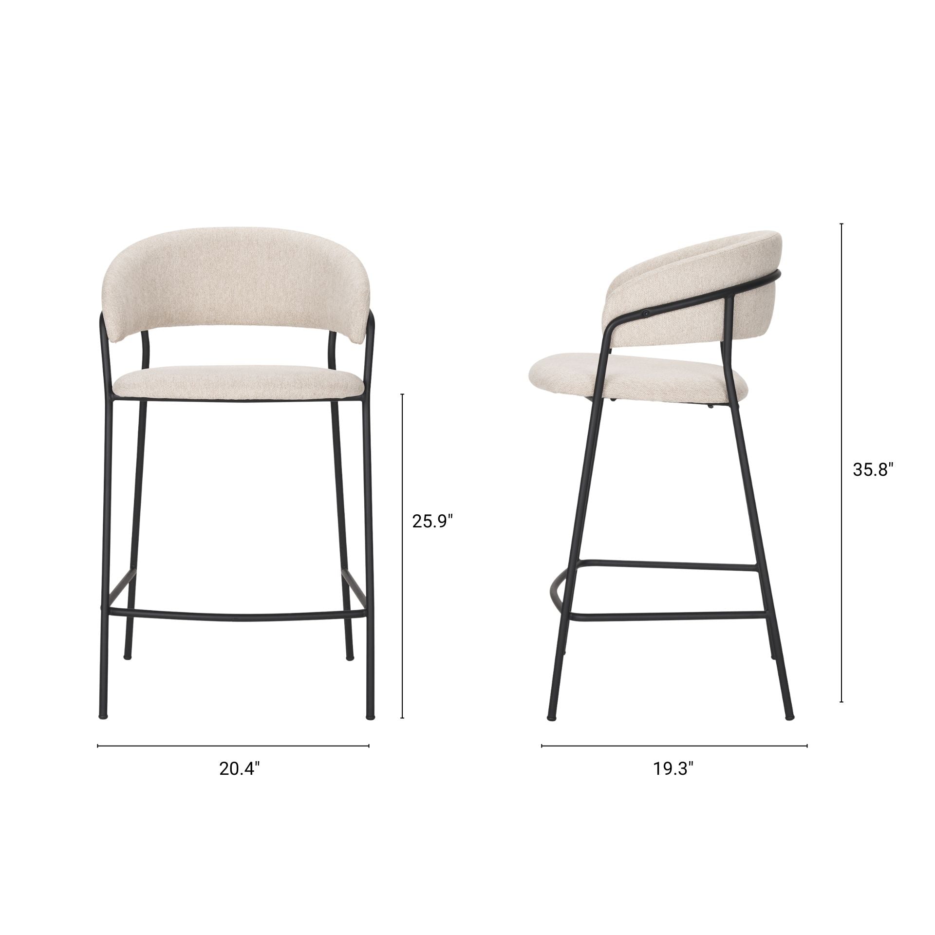 Carolyn Upholstered Seat Bar Counter Stool Oatmeal | Counter - bar-stools
