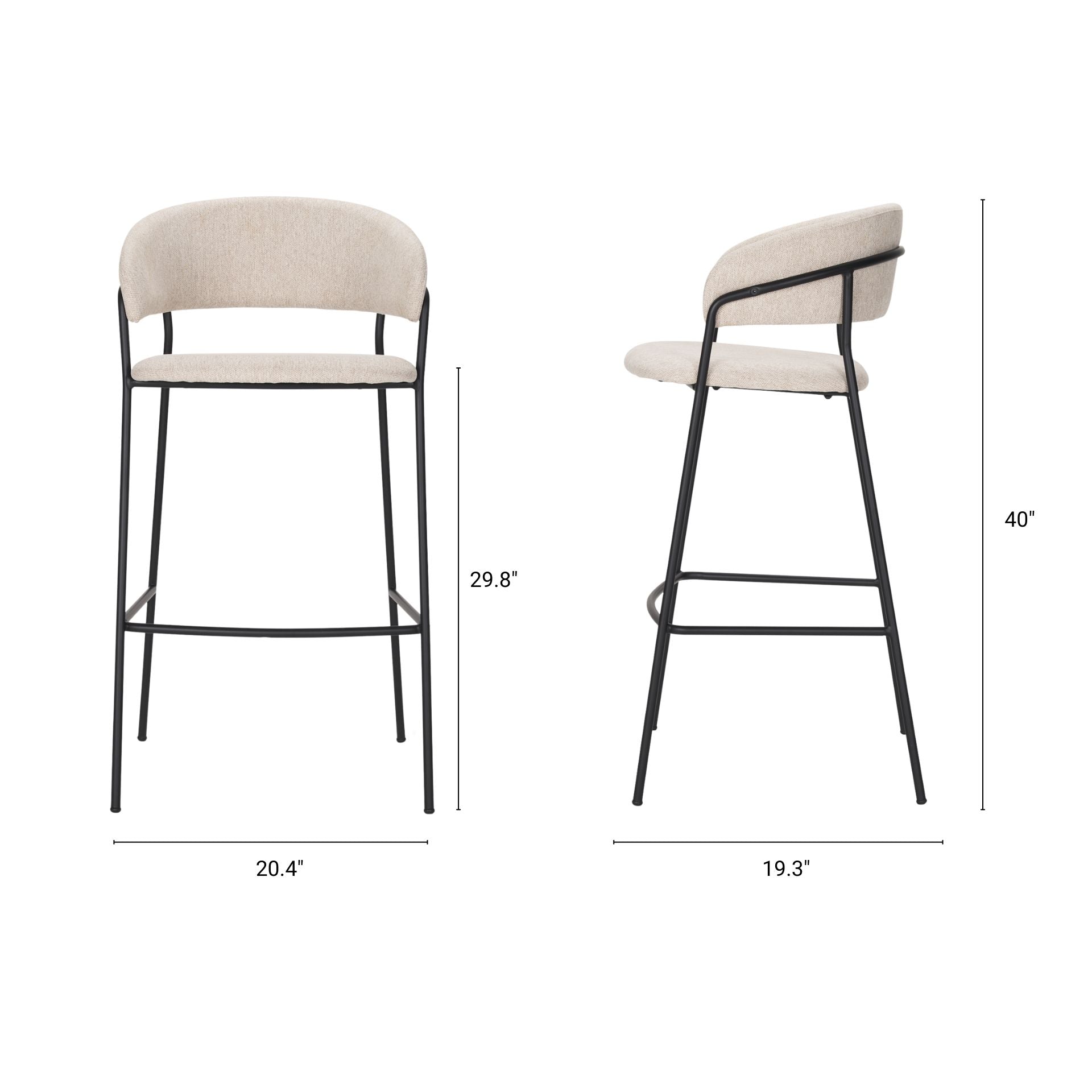 Carolyn Upholstered Seat Bar Counter Stool Oatmeal | Bar - bar-stools