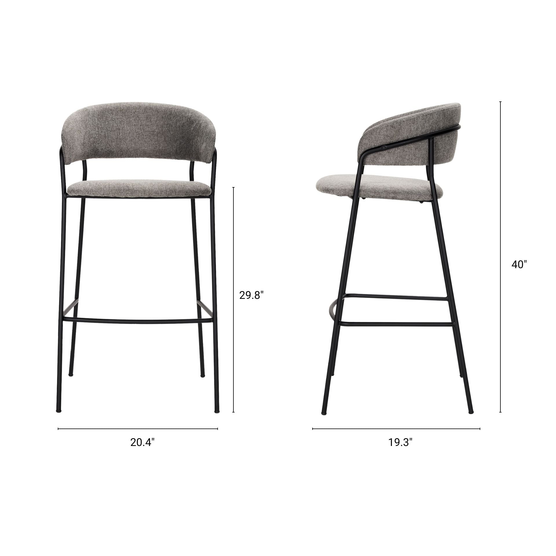 Carolyn Upholstered Seat Bar Counter Stool Gray Fabric | Bar Stool - bar-stools