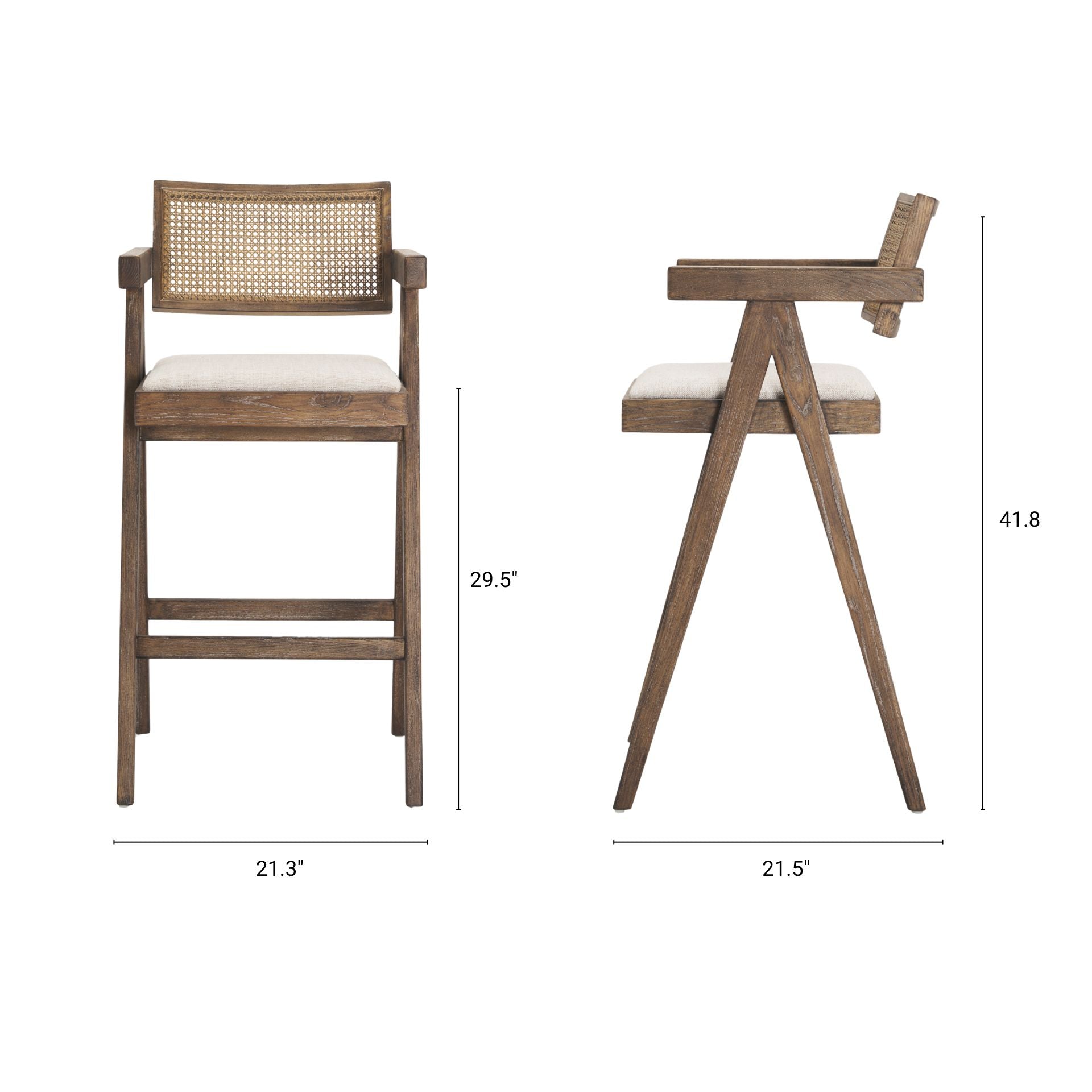 Indie Upholstered Seat Bar Counter Stool Medium Brown | Bar - bar-stools