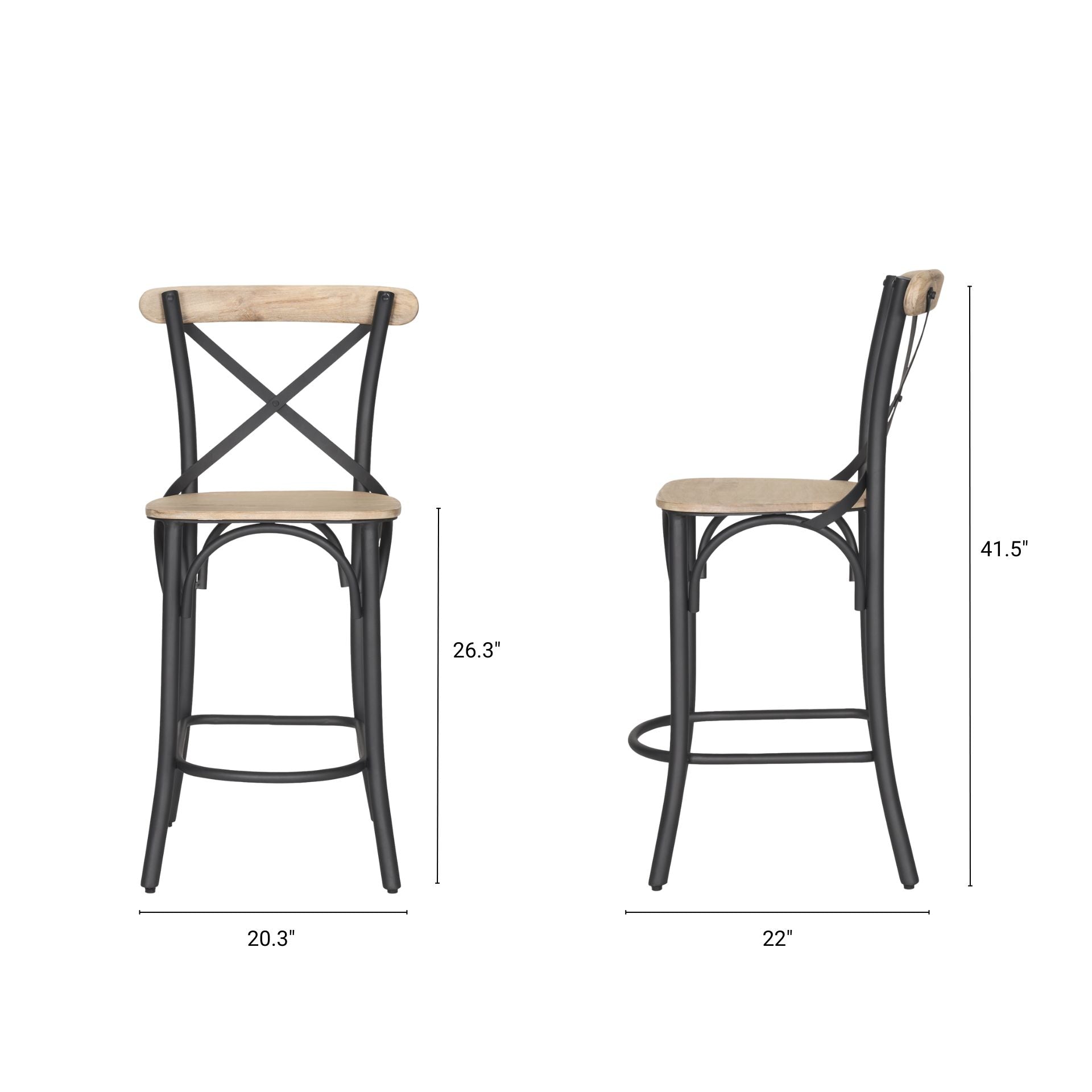 Etienne Wood Seat Bar Counter Stool Light Brown - bar-stools