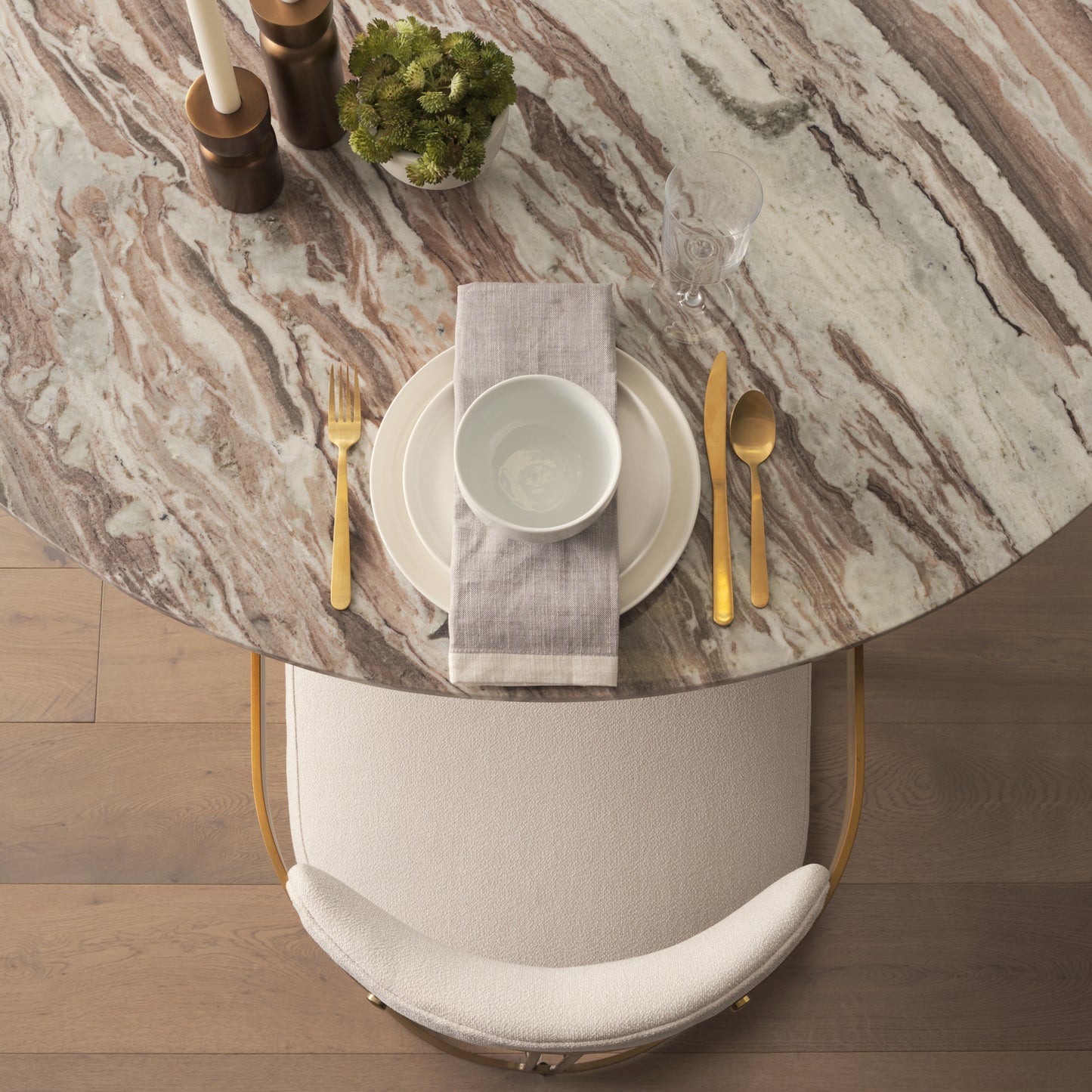 Hollyfield Upholstered Dining Chair Cream Fabric | Gold Metal - dining-chairs