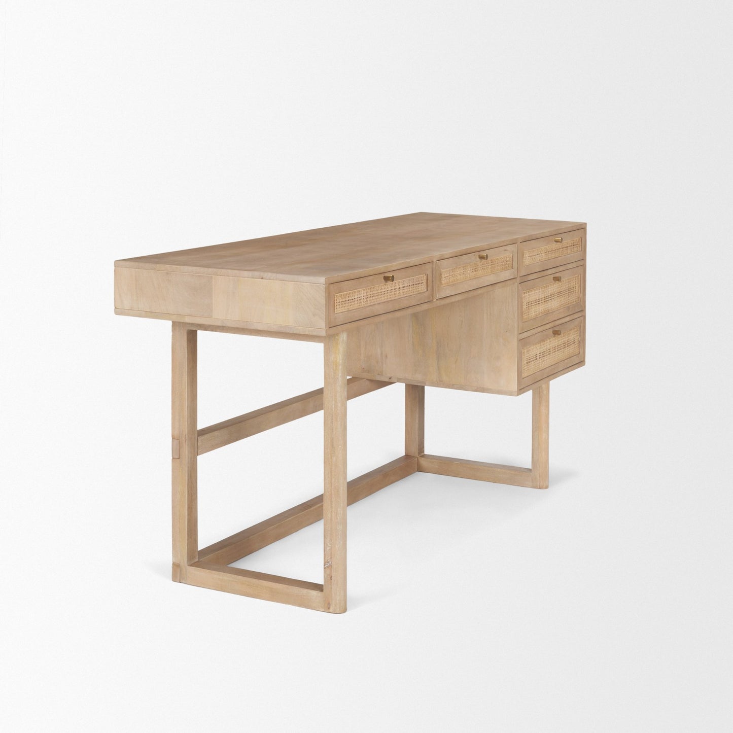 Grier Office Desk Light Brown Wood | Cane Accent - office