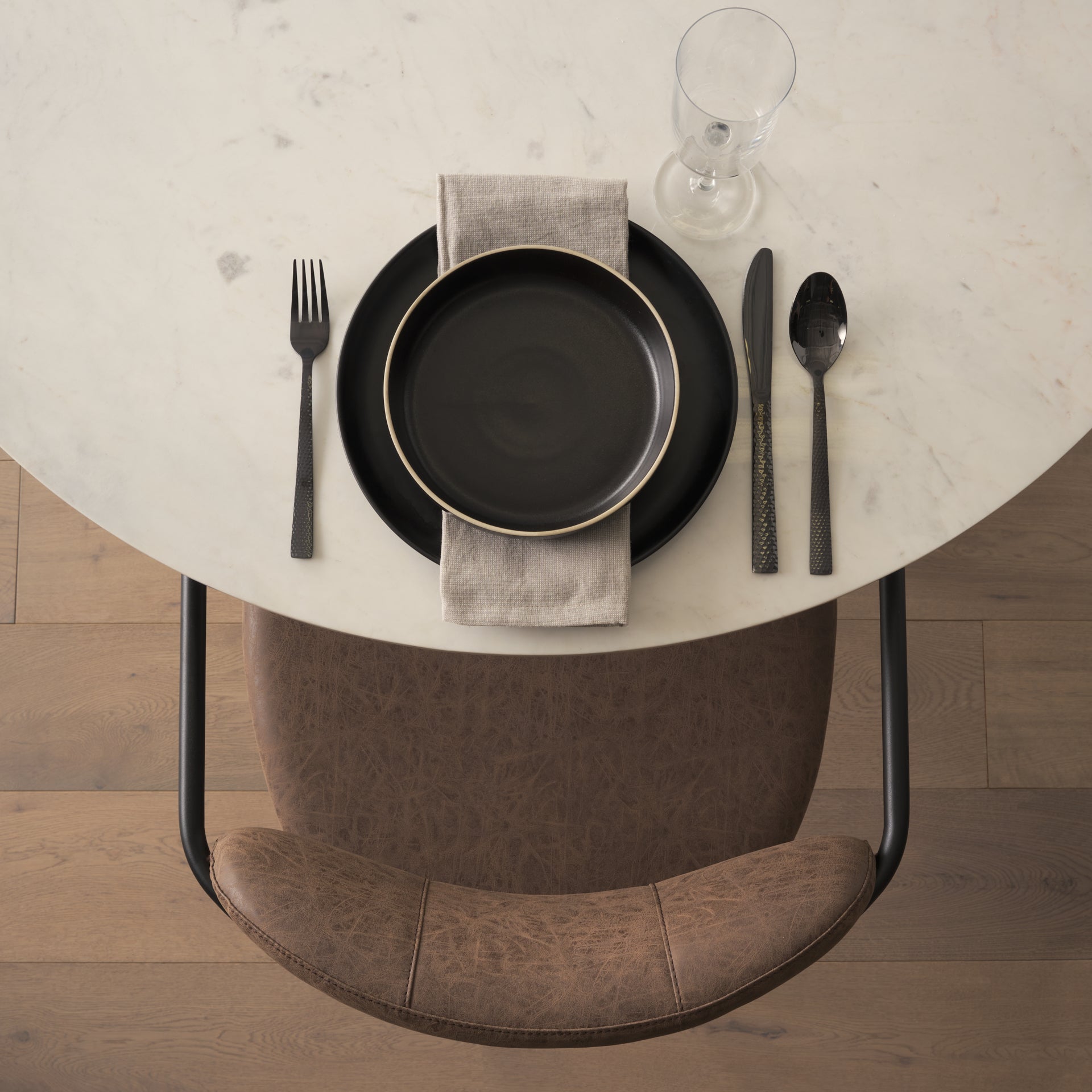 Parker Leather Dining Chair Black Metal | Brown Faux Leather - dining-chairs