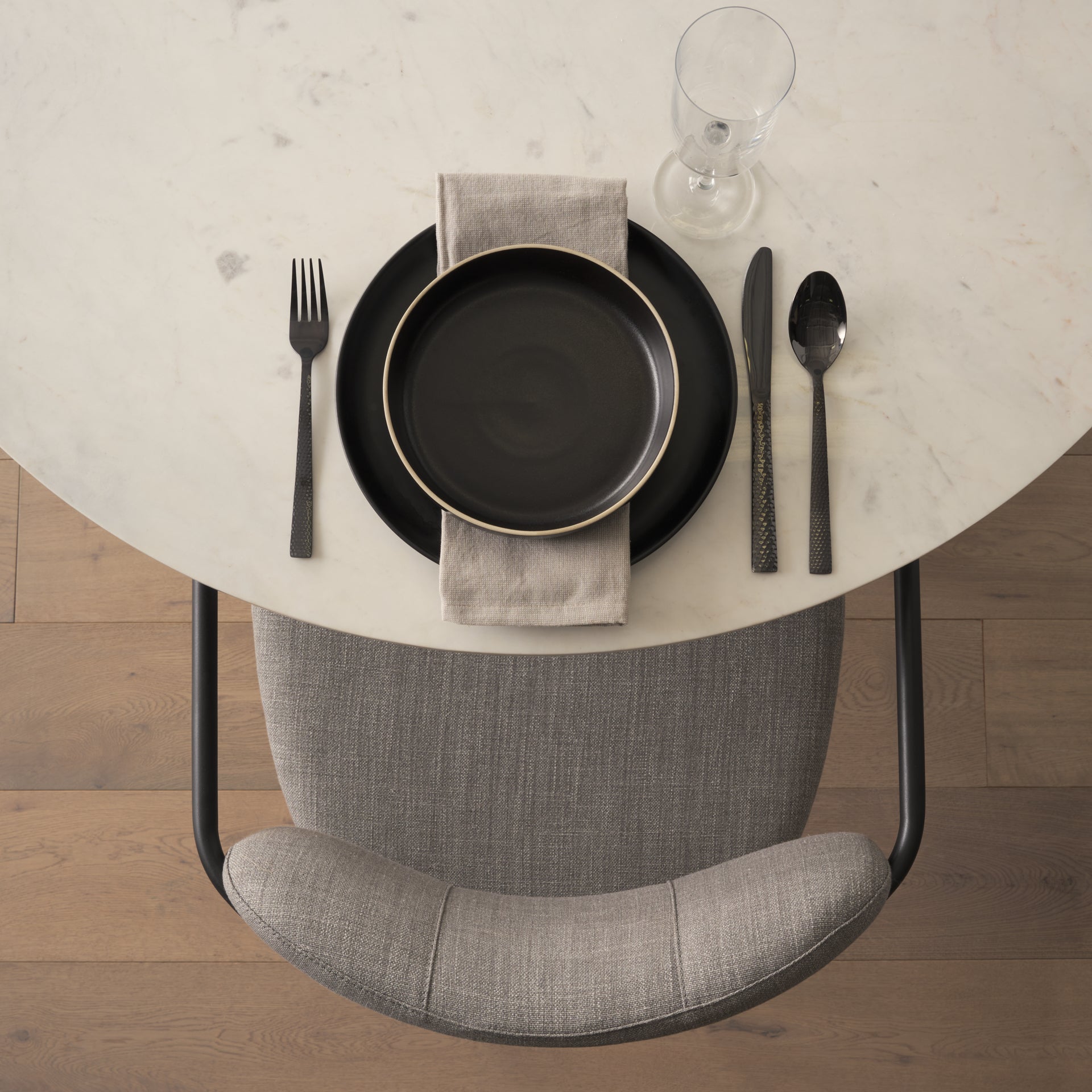 Parker Upholstered Dining Chair Gray Fabric | Black Metal - dining-chairs