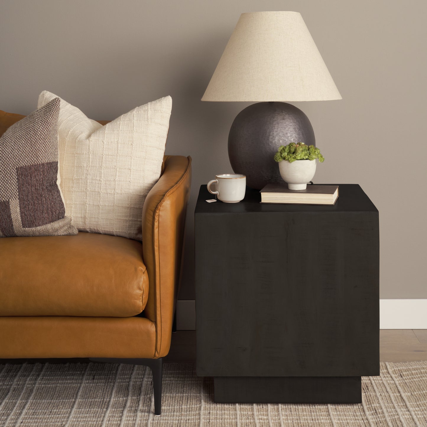 Hayden End Side Table Dark Brown Wood | 11’’ Square - end-and-side-tables