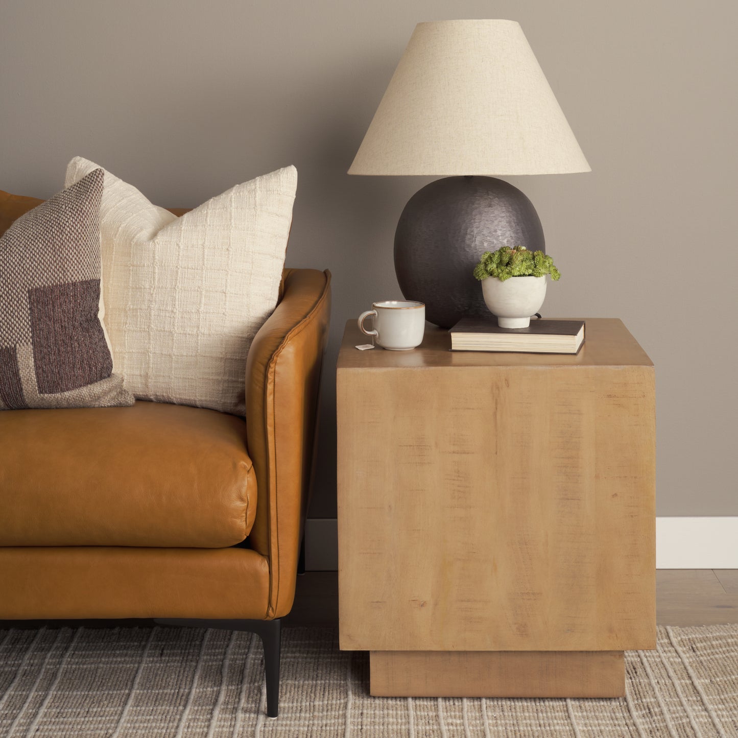 Hayden End Side Table Light Brown Wood | 11’’ Square - end-and-side-tables