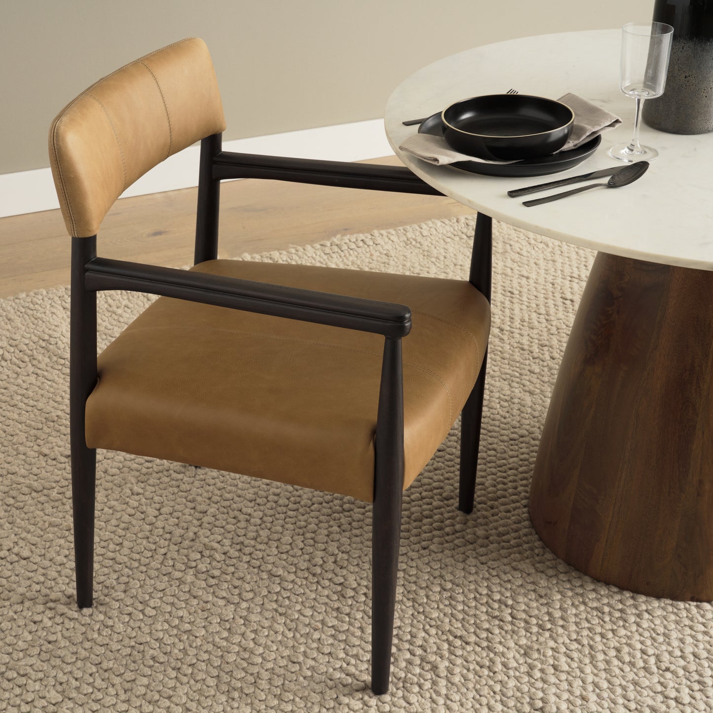 Toni Leather Dining Chair Dark Brown Wood | Leather - dining-chairs