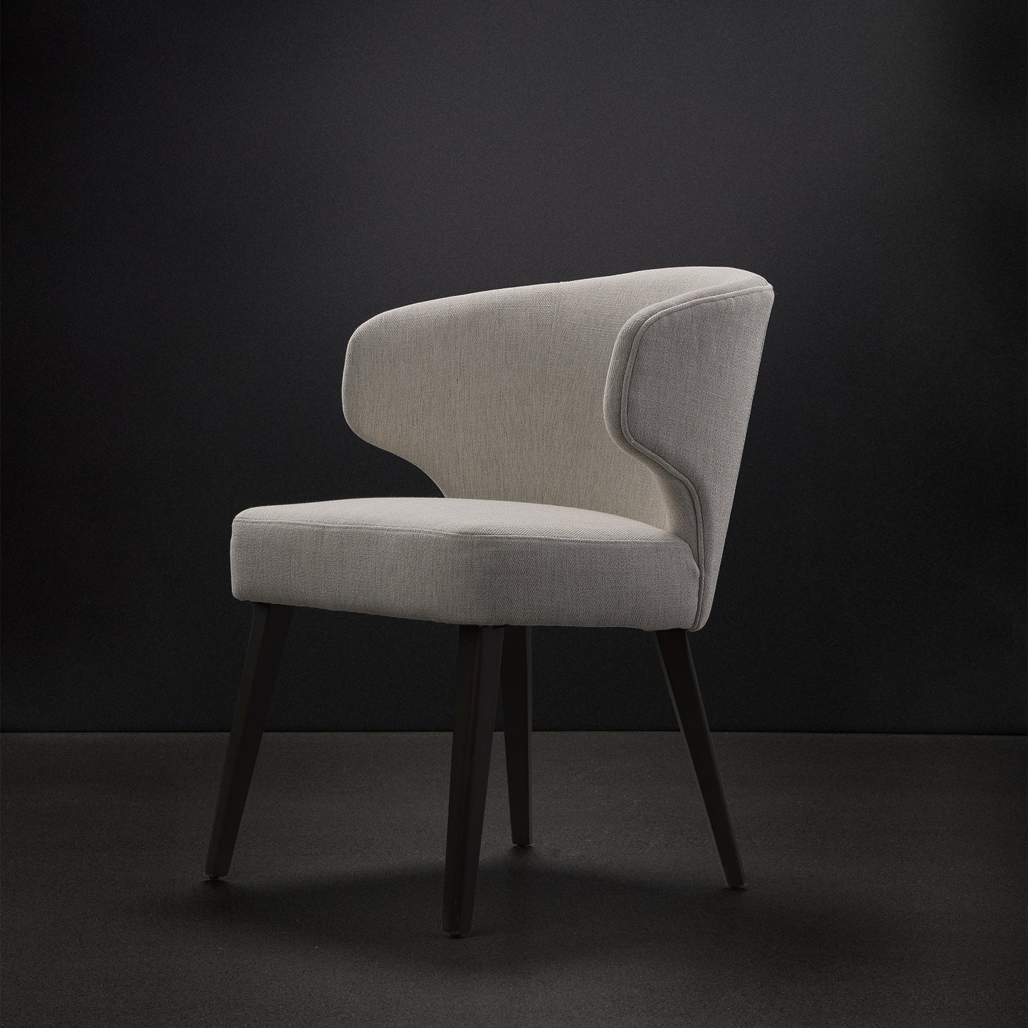 Niles 20" Seat Height Cream Fabric Seat W/ Dark Brown Wooden Legs Wingback Dining Chair