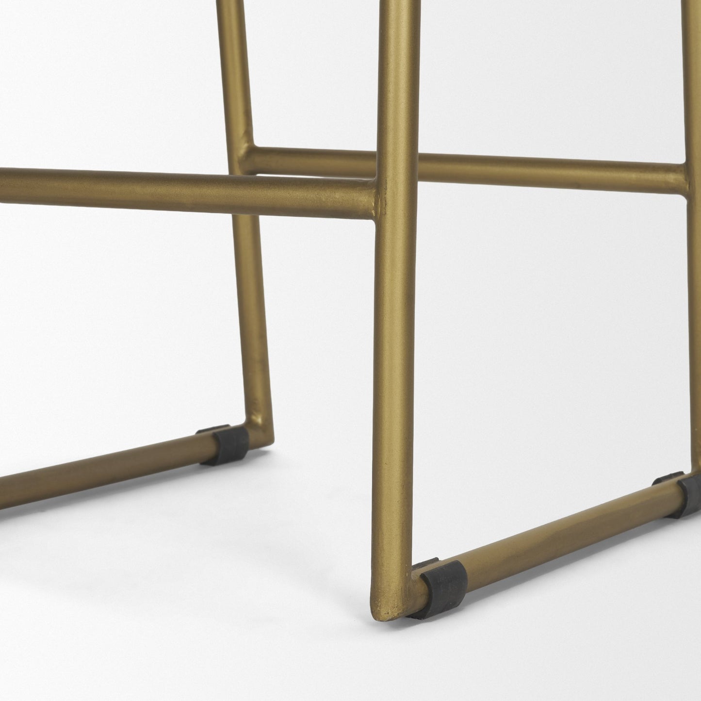 Givens 24.25"H Brown Wood Seat Gold Metal Frame Stool
