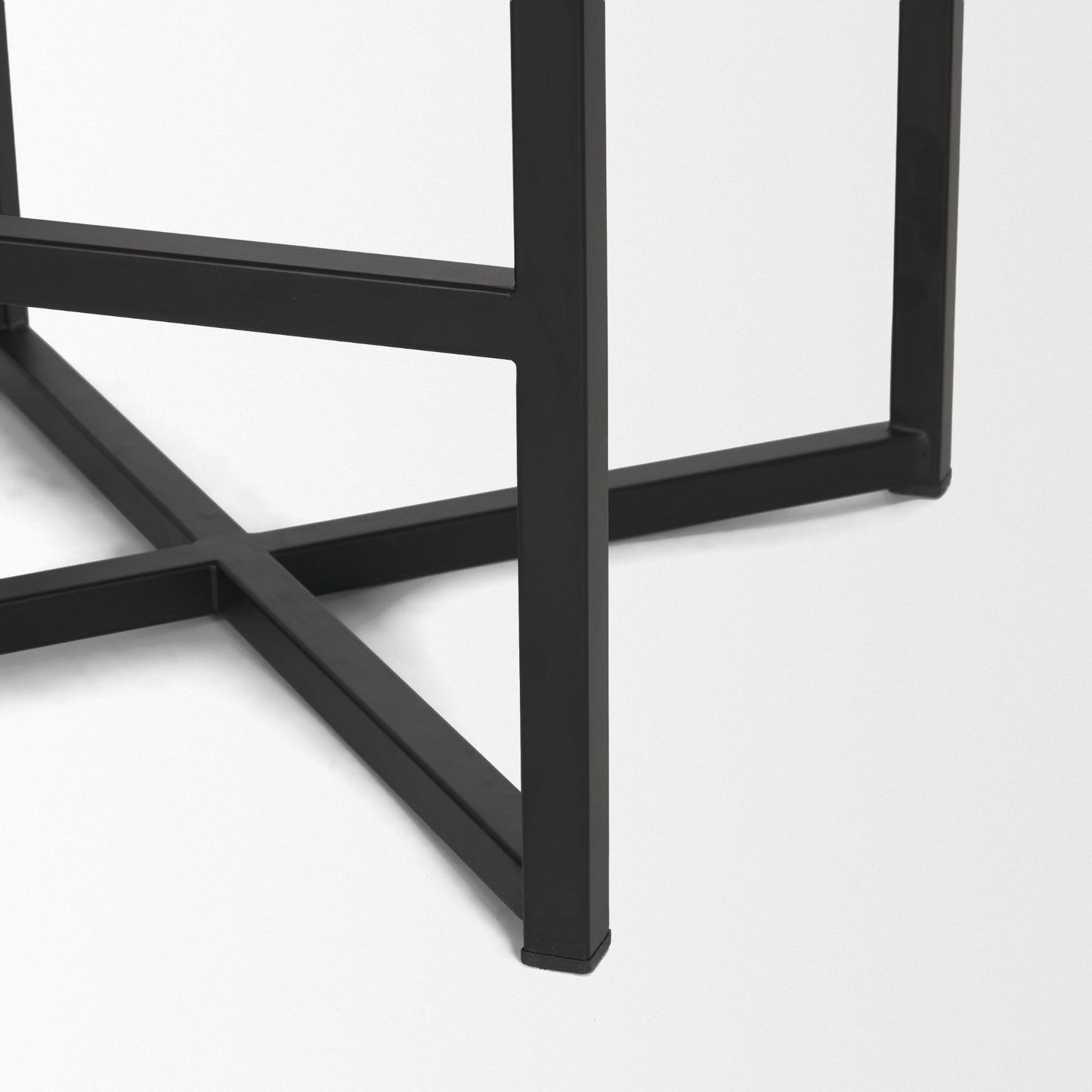 Frodo 26.5H Seat Height White Fabric Seat Black Metal Base Stool