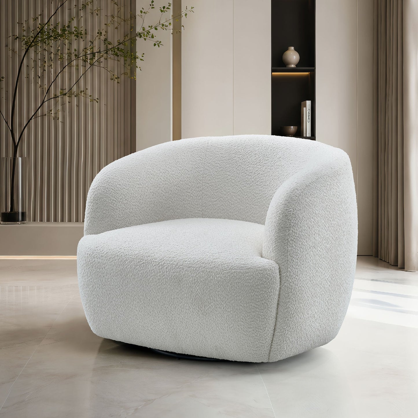 Sari Swivel Accent Chair-White