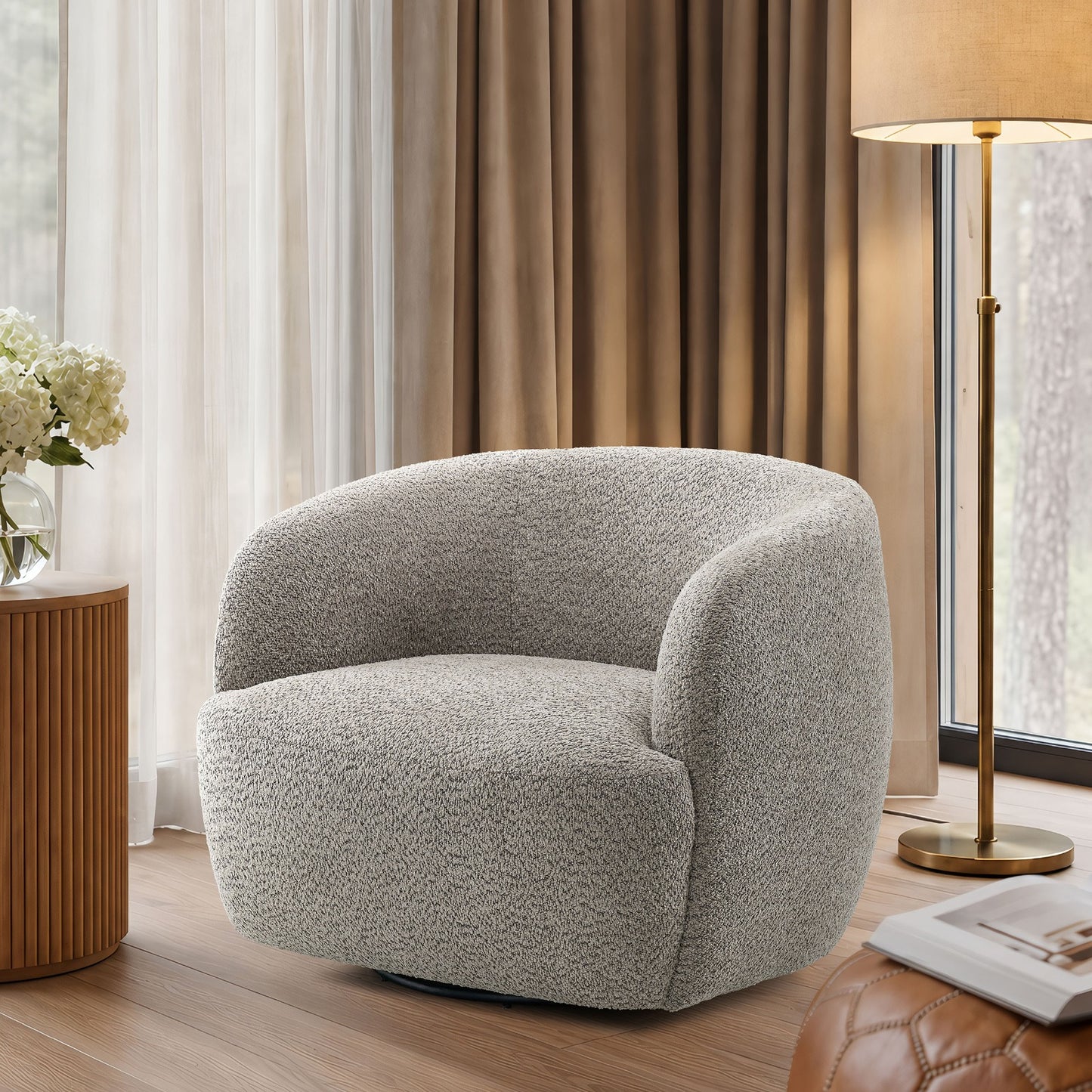 Sari Swivel ccent Chair-Taupe