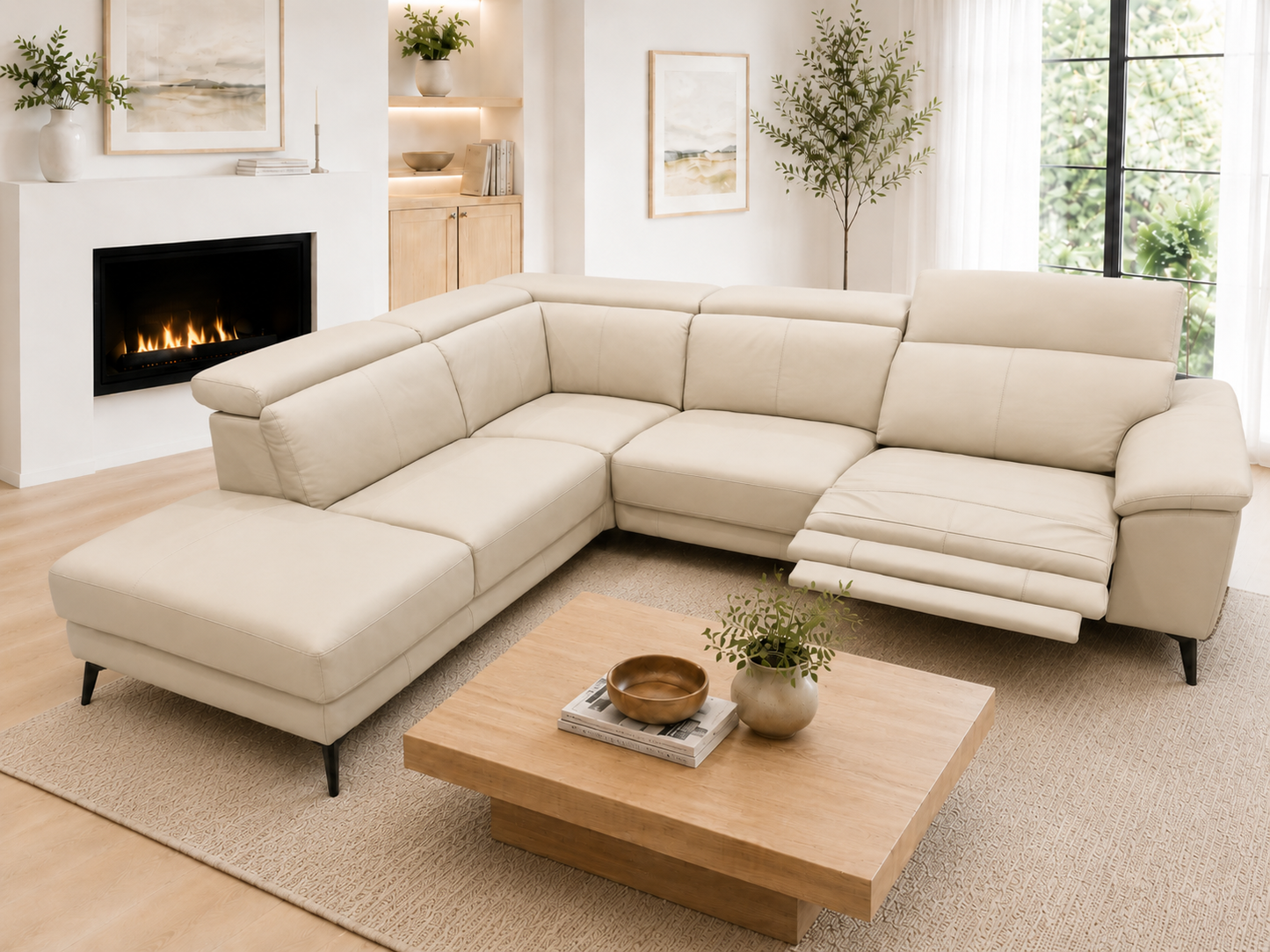 Nicola Leather Power Recliner Sectional