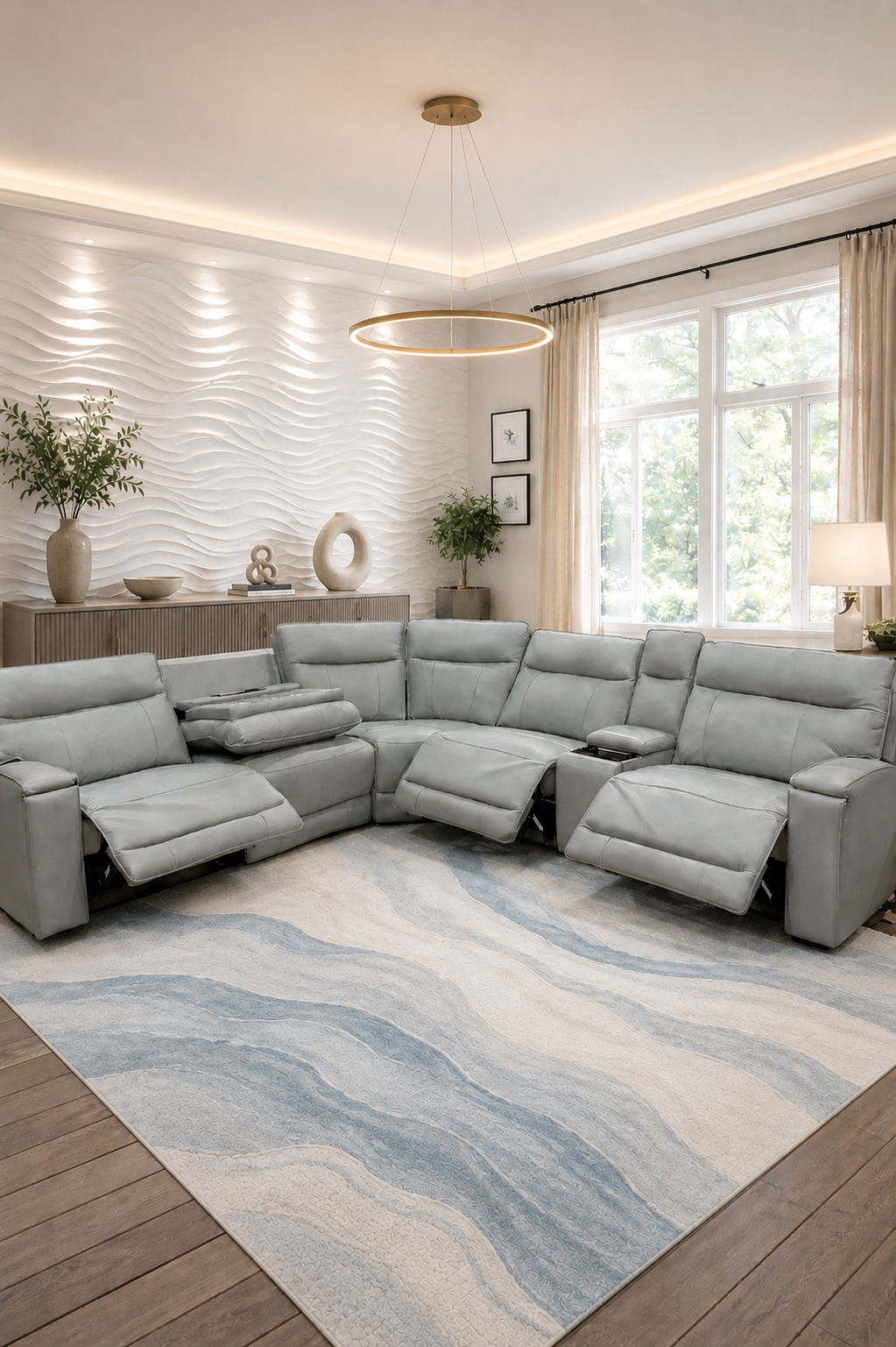 Brie Leather Power Recliner Sectional