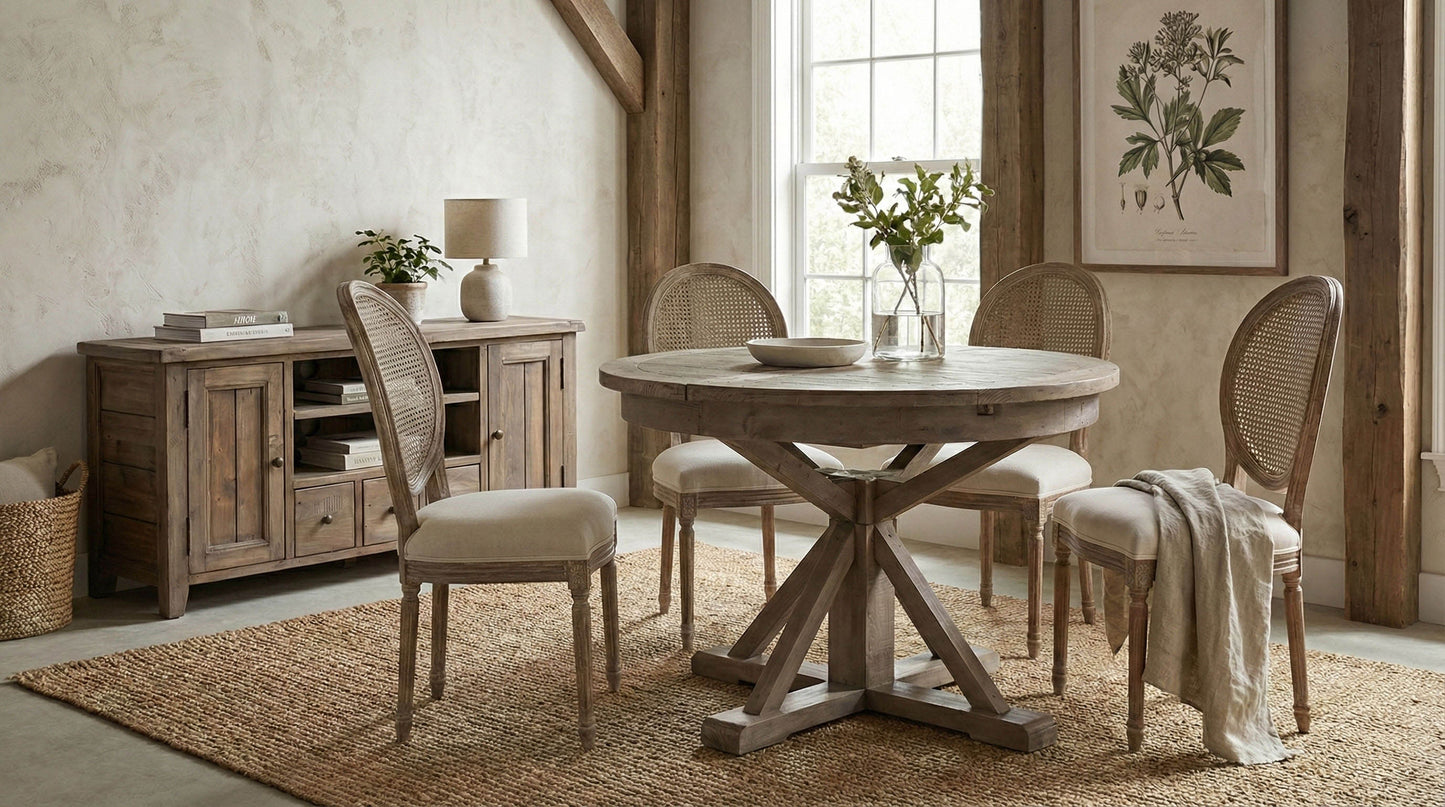 Irish Coast Round 47/63" Extension Dining Table - Rustic Sundried