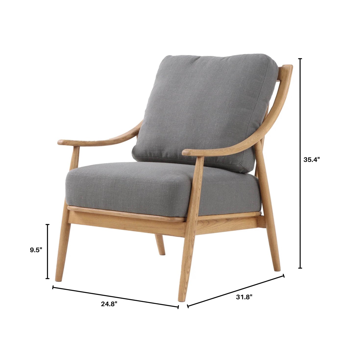 Kinsley Club Chair - Stormy Grey/Natural Frame