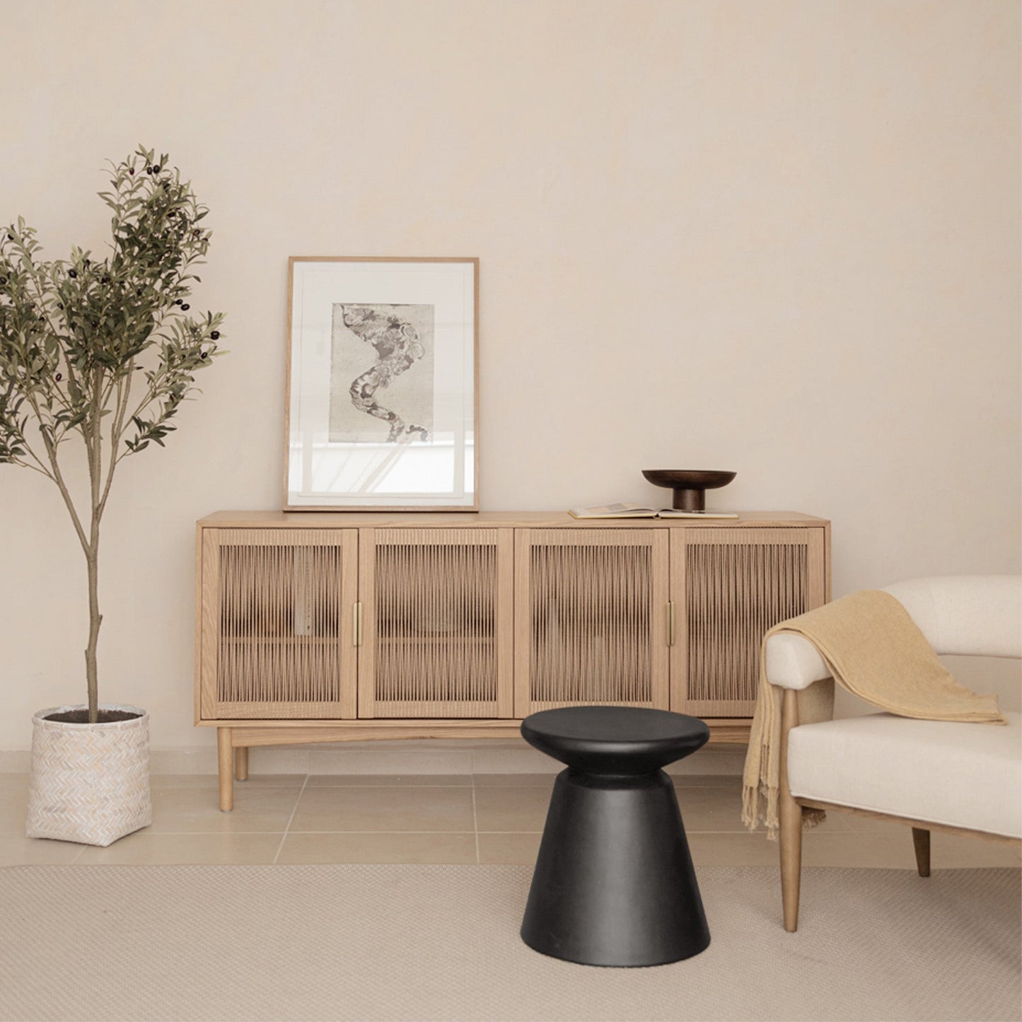 Concrete Mineral Side Table - Black