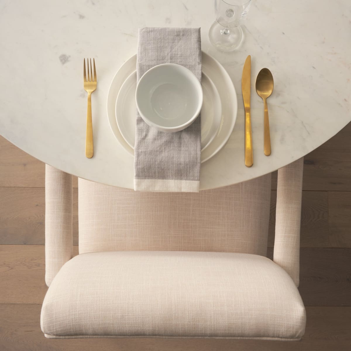 Allyson Dining Table White Marble | Medium Brown Wood - dining-table