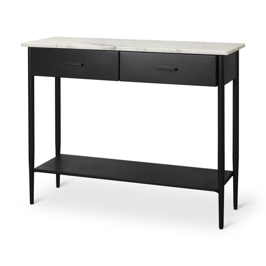 Amika Console Table Black Metal | White Marble - console-tables