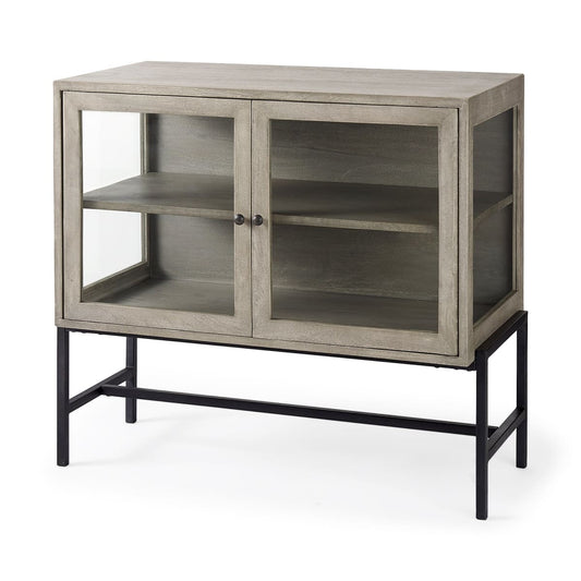 Arelius Accent Cabinet Gray Wood | Black Metal - acc-chest-cabinets