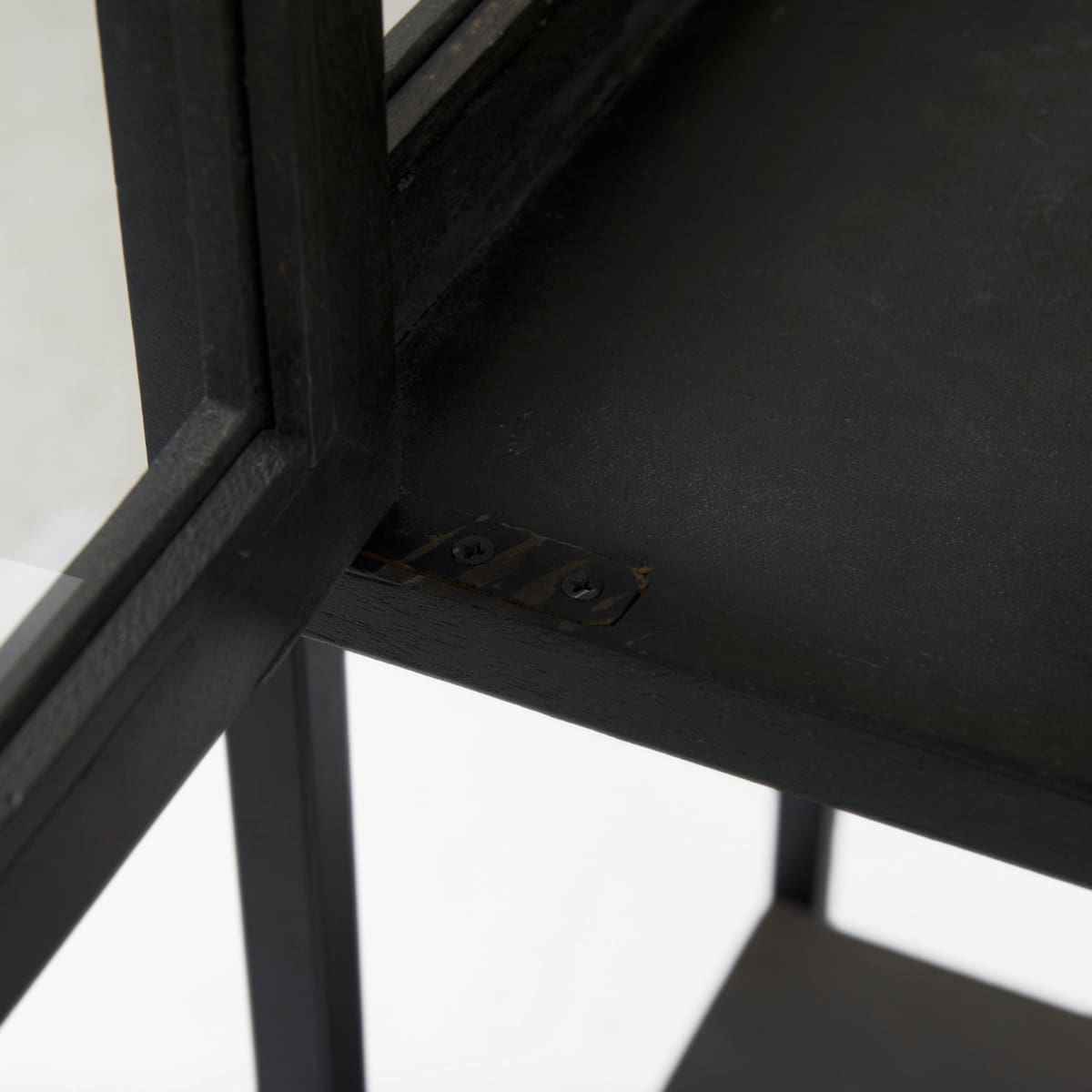 Arelius Cabinet Dark Brown Wood | Black Metal - cabinets