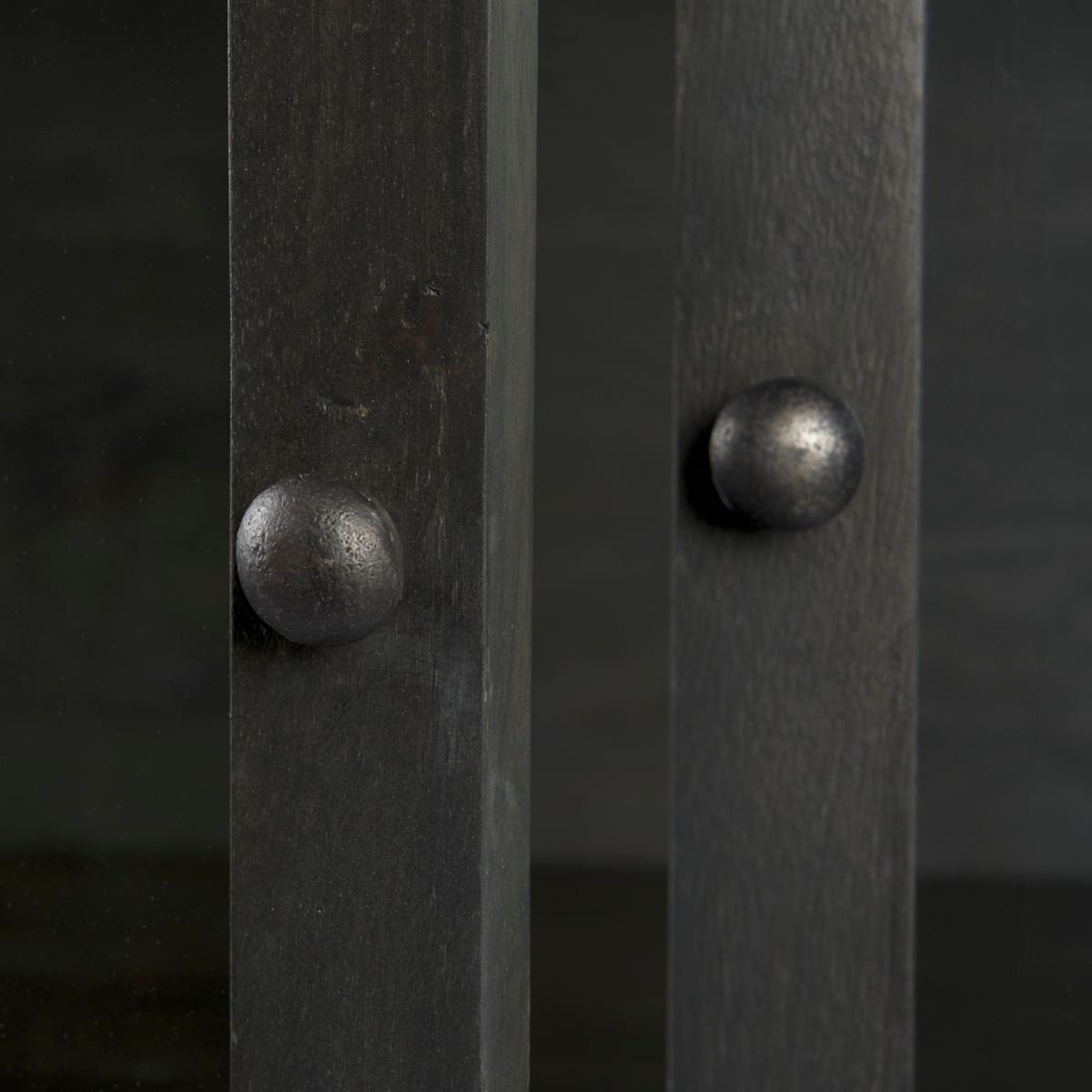 Arelius Cabinet Dark Brown Wood | Black Metal - cabinets