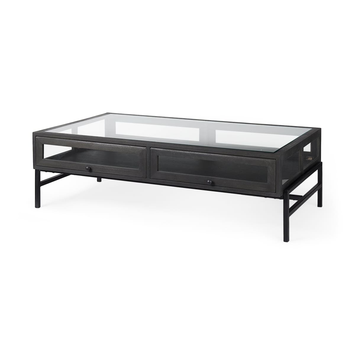 Arelius Coffee Table %7C Rectangular Black-Brown Wood | Black Metal | Rectangular - coffee-tables