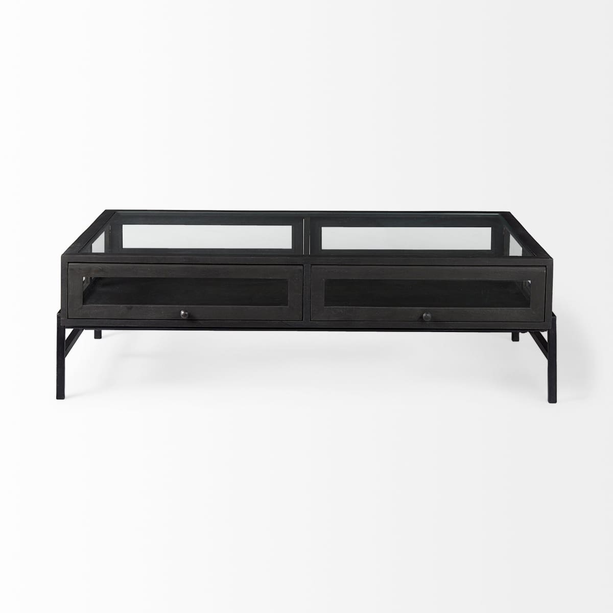 Arelius Coffee Table %7C Rectangular Black-Brown Wood | Black Metal | Rectangular - coffee-tables