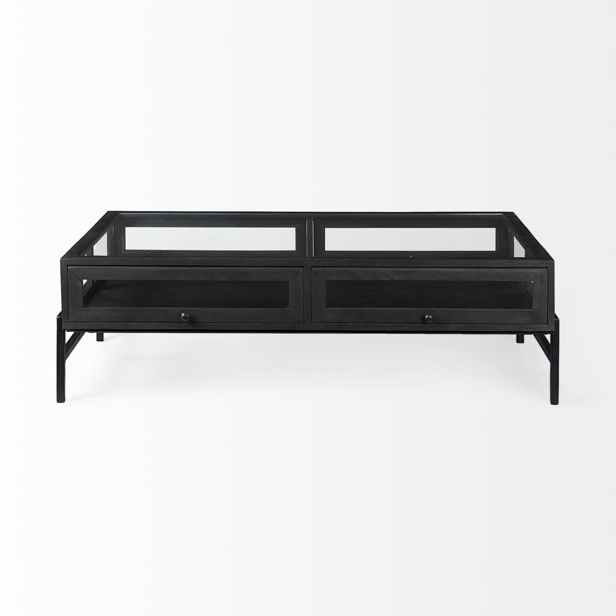 Arelius Coffee Table %7C Rectangular Black-Brown Wood | Black Metal | Rectangular - coffee-tables
