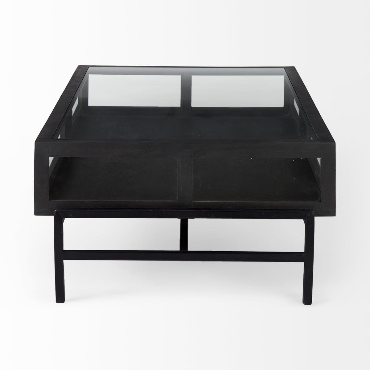 Arelius Coffee Table %7C Rectangular Black-Brown Wood | Black Metal | Rectangular - coffee-tables