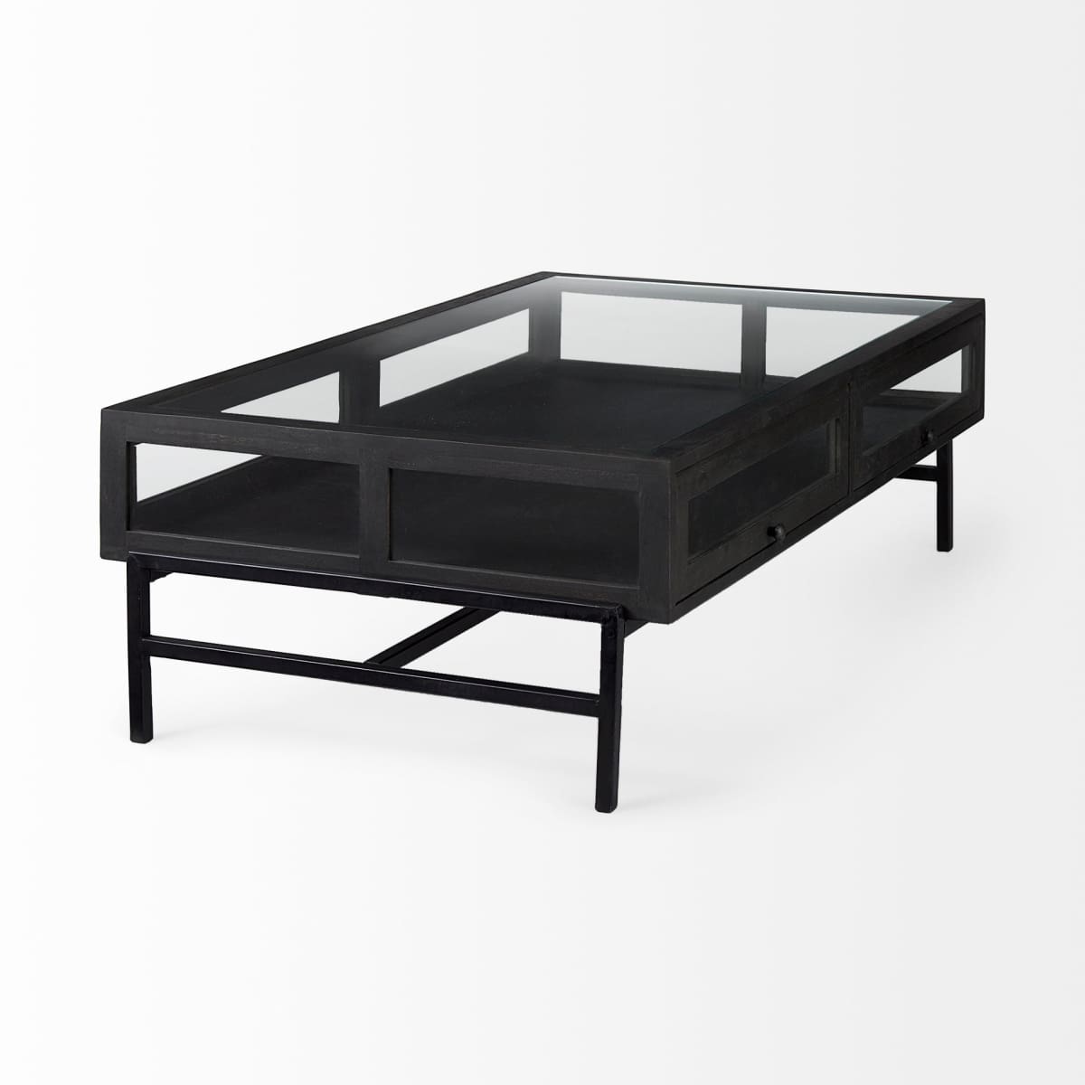 Arelius Coffee Table %7C Rectangular Black-Brown Wood | Black Metal | Rectangular - coffee-tables