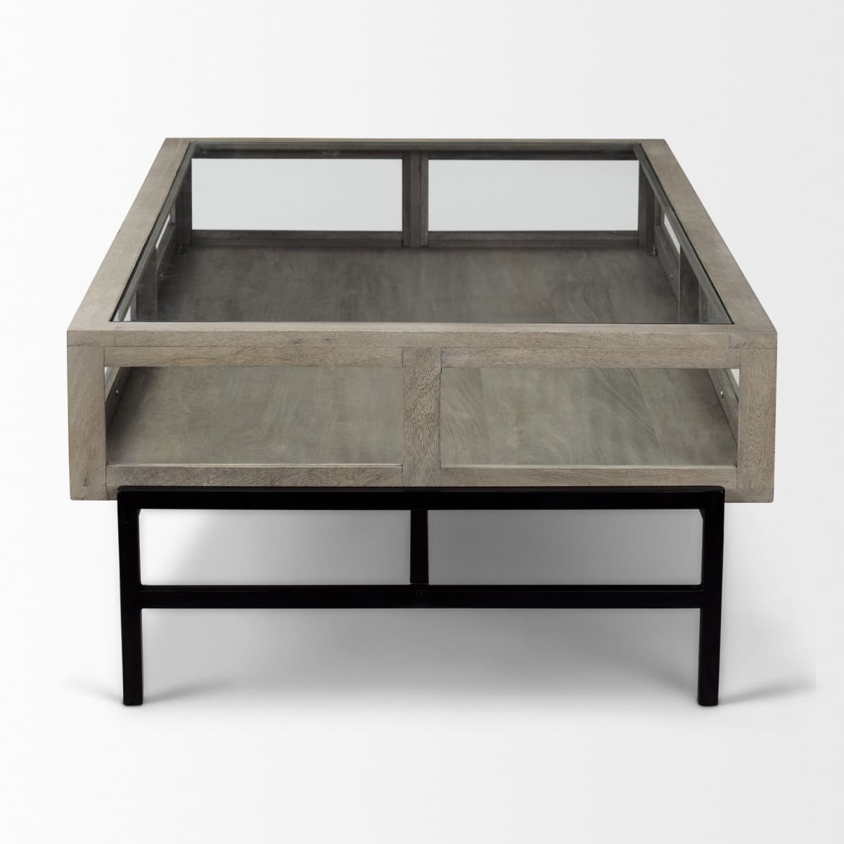 Arelius Coffee Table %7C Rectangular Gray Wood | Black Metal | Rectangular - coffee-tables