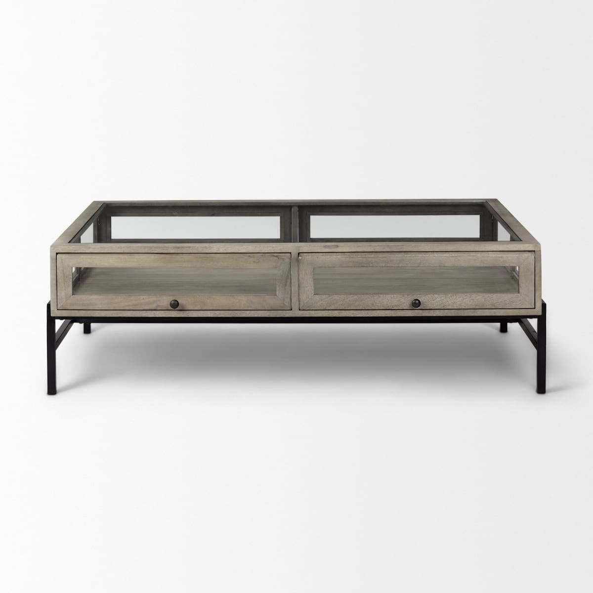 Arelius Coffee Table %7C Rectangular Gray Wood | Black Metal | Rectangular - coffee-tables