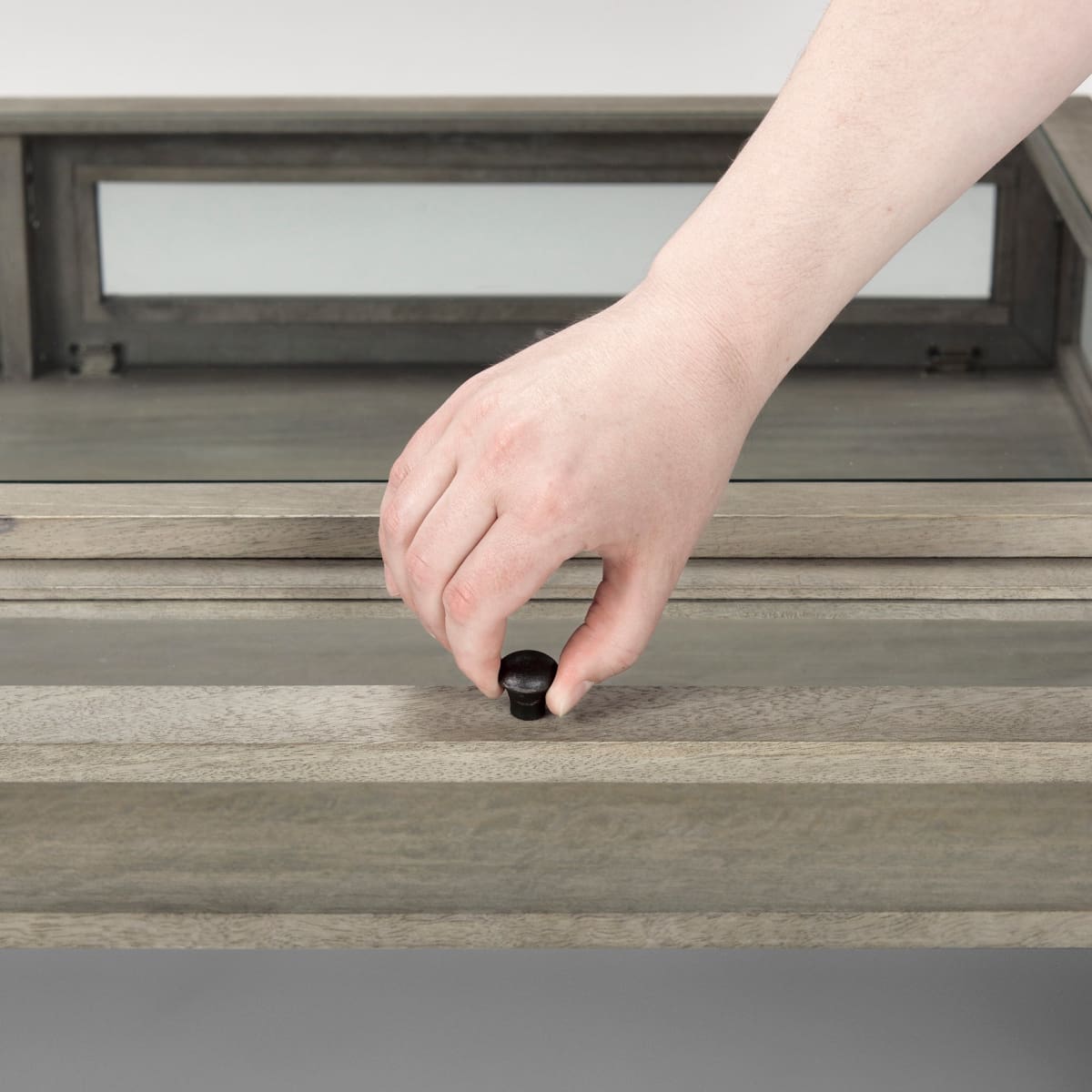 Arelius Coffee Table %7C Rectangular Gray Wood | Black Metal | Rectangular - coffee-tables