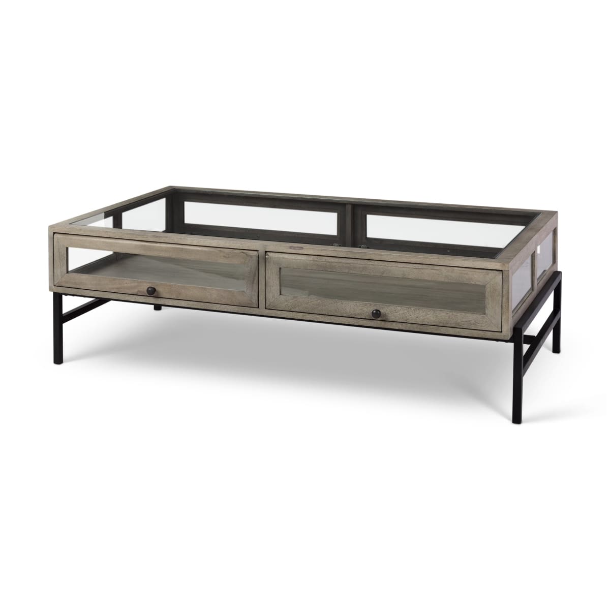 Arelius Coffee Table %7C Rectangular Gray Wood | Black Metal | Rectangular - coffee-tables