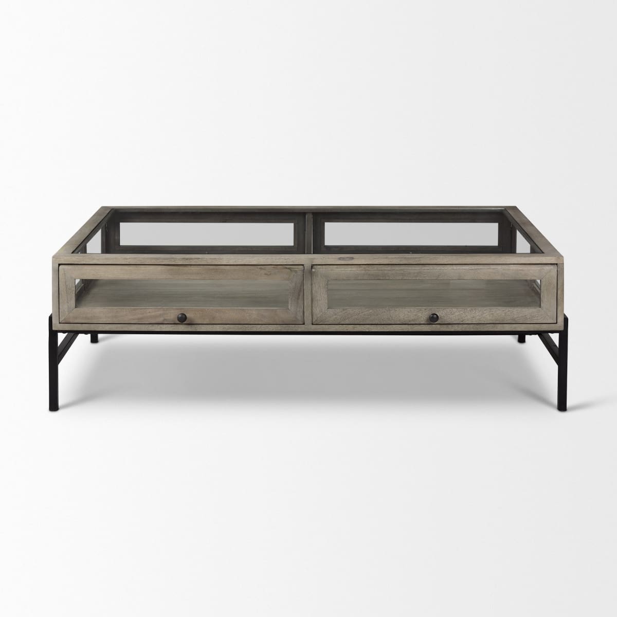 Arelius Coffee Table %7C Rectangular Gray Wood | Black Metal | Rectangular - coffee-tables