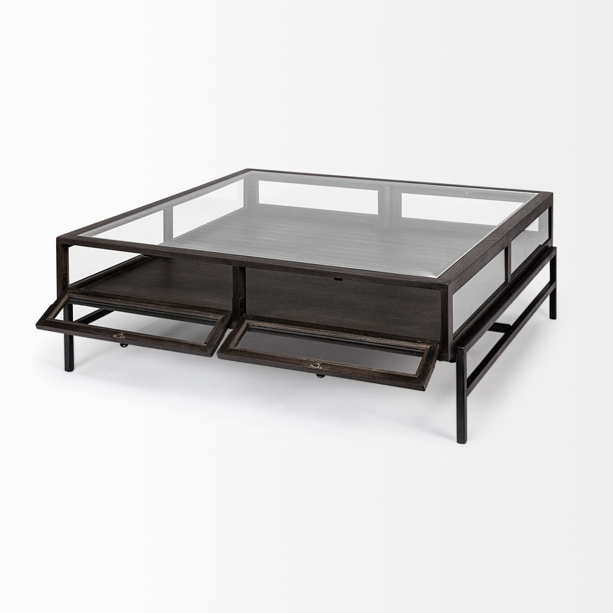 Arelius Coffee Table %7C Square Black-Brown Wood | Black Metal | Square - coffee-tables