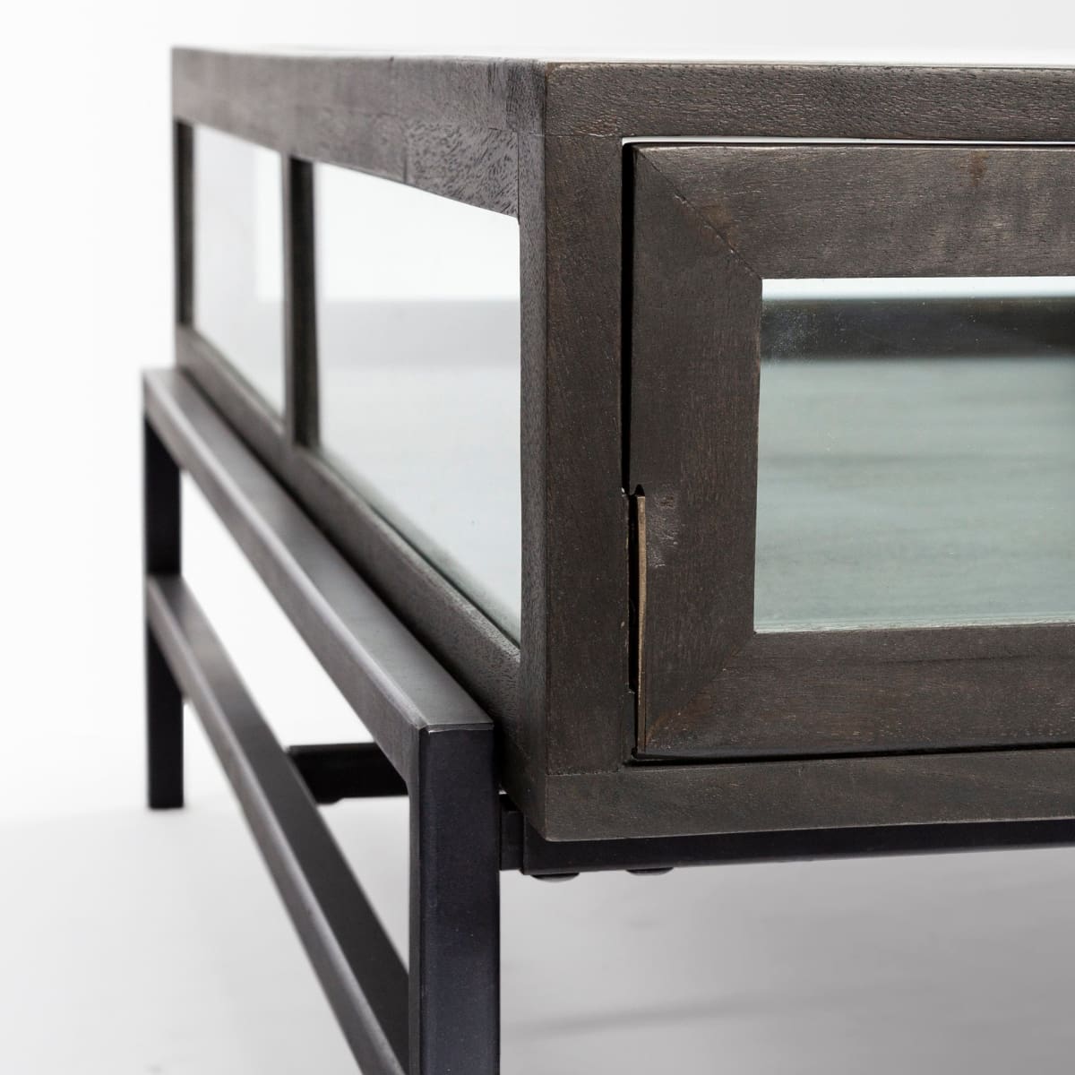 Arelius Coffee Table %7C Square Black-Brown Wood | Black Metal | Square - coffee-tables