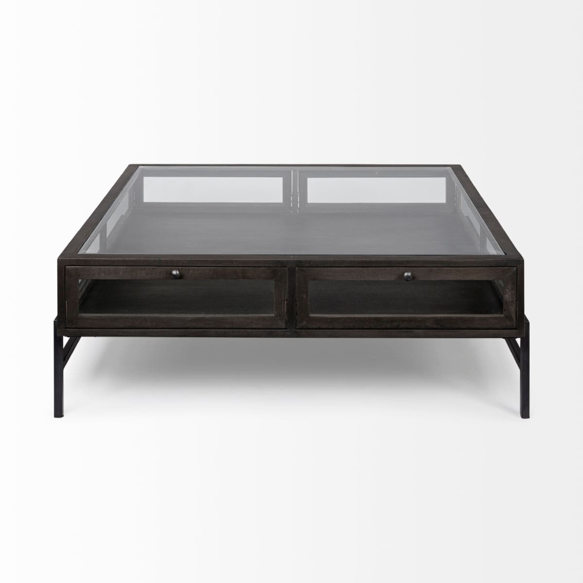 Arelius Coffee Table %7C Square Black-Brown Wood | Black Metal | Square - coffee-tables