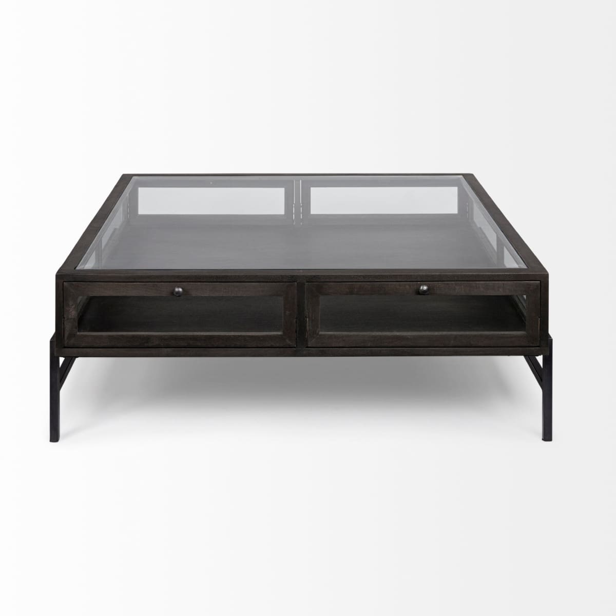 Arelius Coffee Table %7C Square Black-Brown Wood | Black Metal | Square - coffee-tables