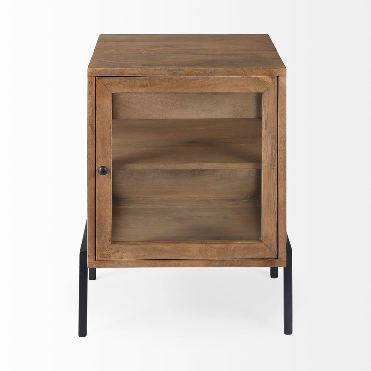 Arelius End Side Table Light Brown Wood | Black Metal - end-and-side-tables