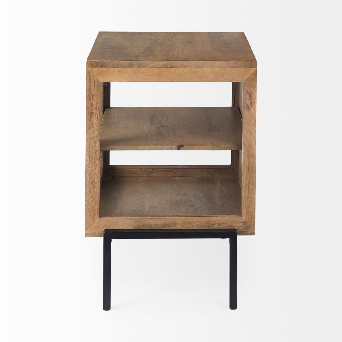 Arelius End Side Table Light Brown Wood | Black Metal - end-and-side-tables