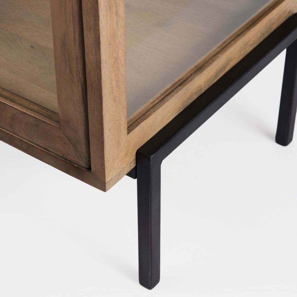 Arelius End Side Table Light Brown Wood | Black Metal - end-and-side-tables