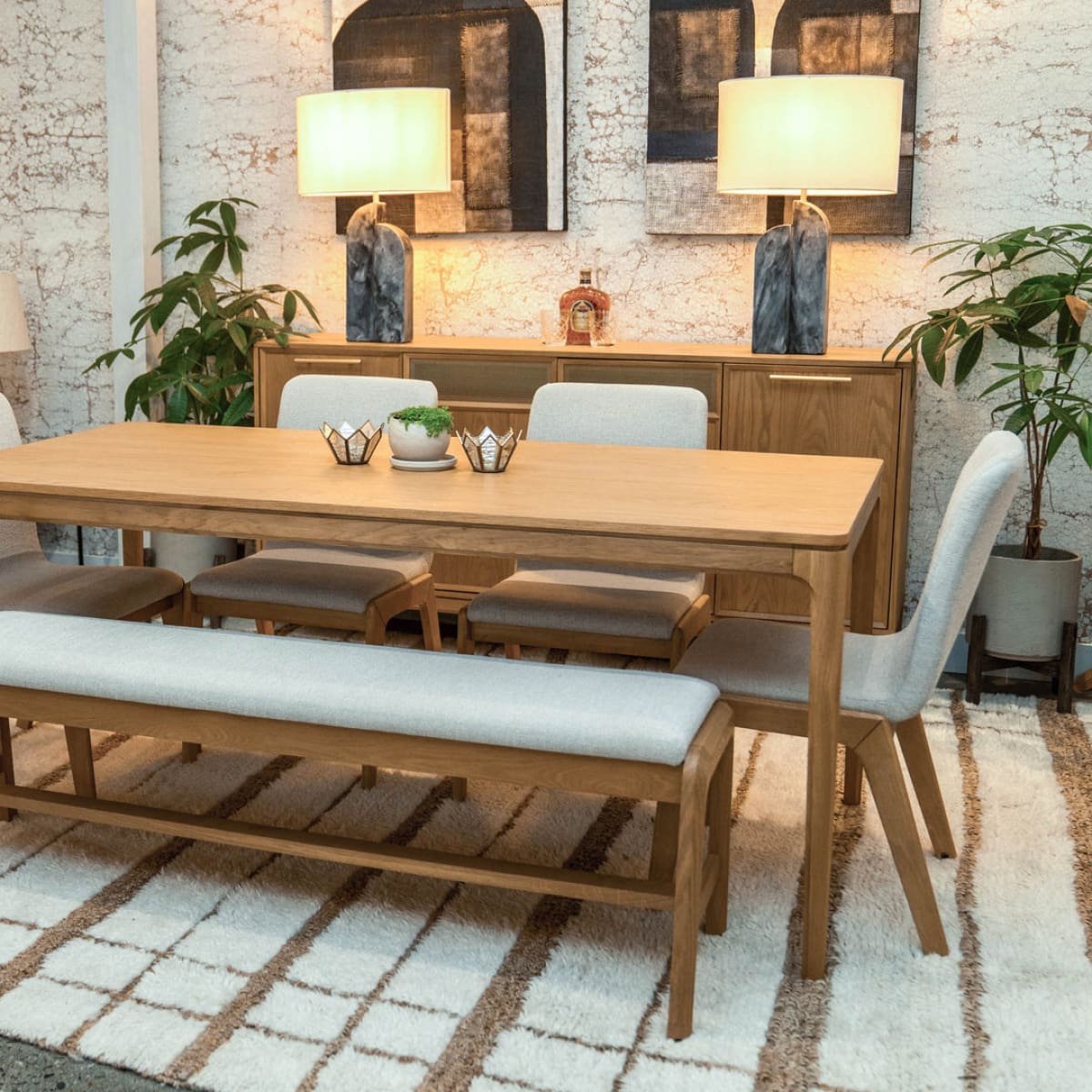 Arizona Dining Bench - Oatmeal - lh-import-dining-benches