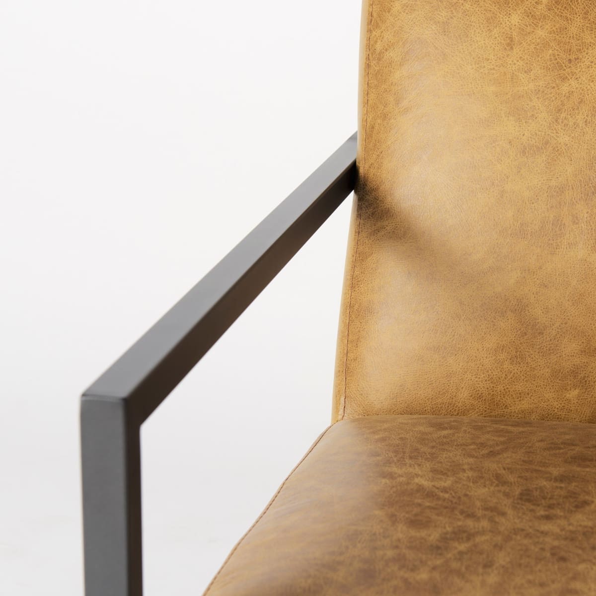 Armelle Leather Accent Chair Brown Leather | Gray Metal - accent-chairs