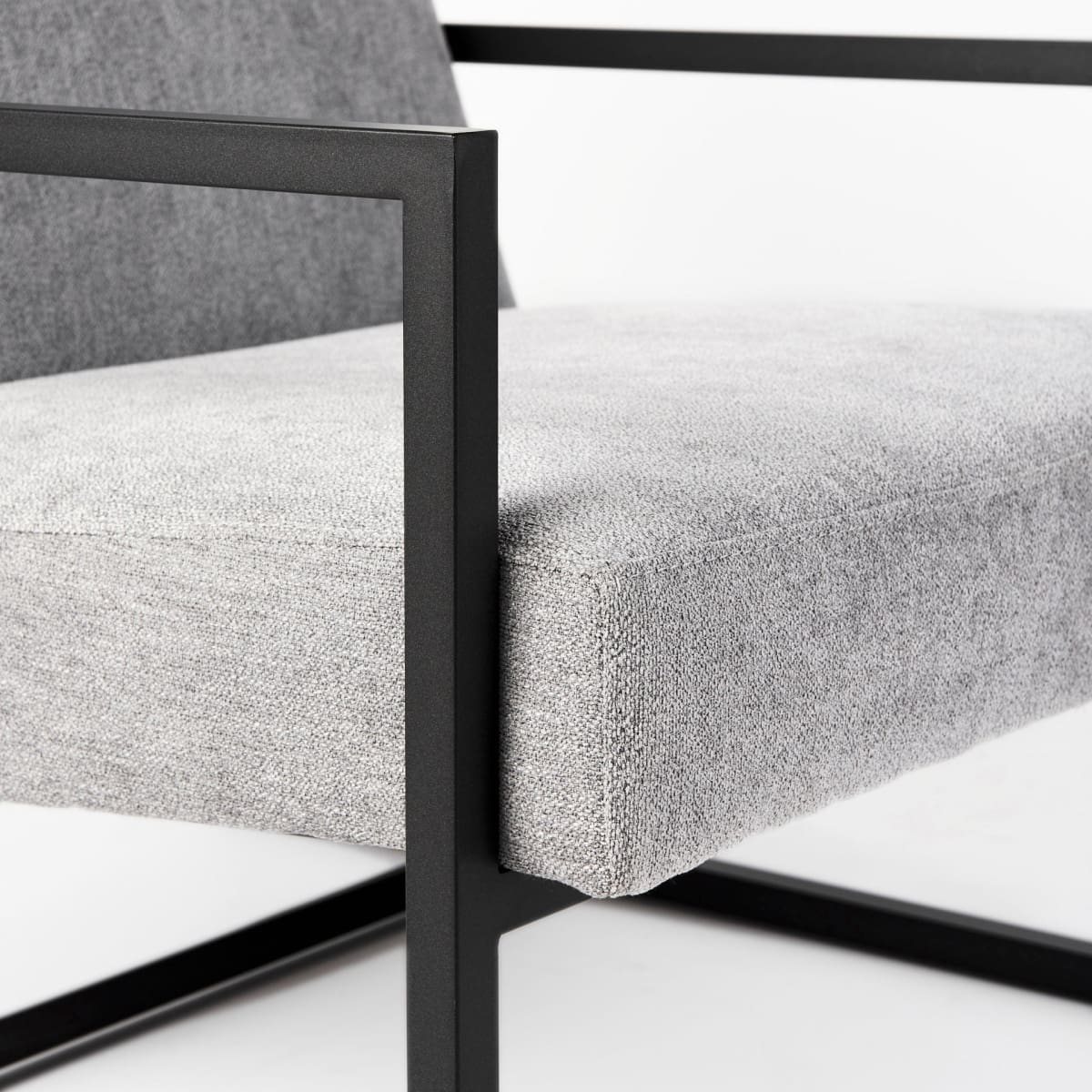 Armelle Upholstered Accent Chair Gray Fabric | Black Metal - accent-chairs